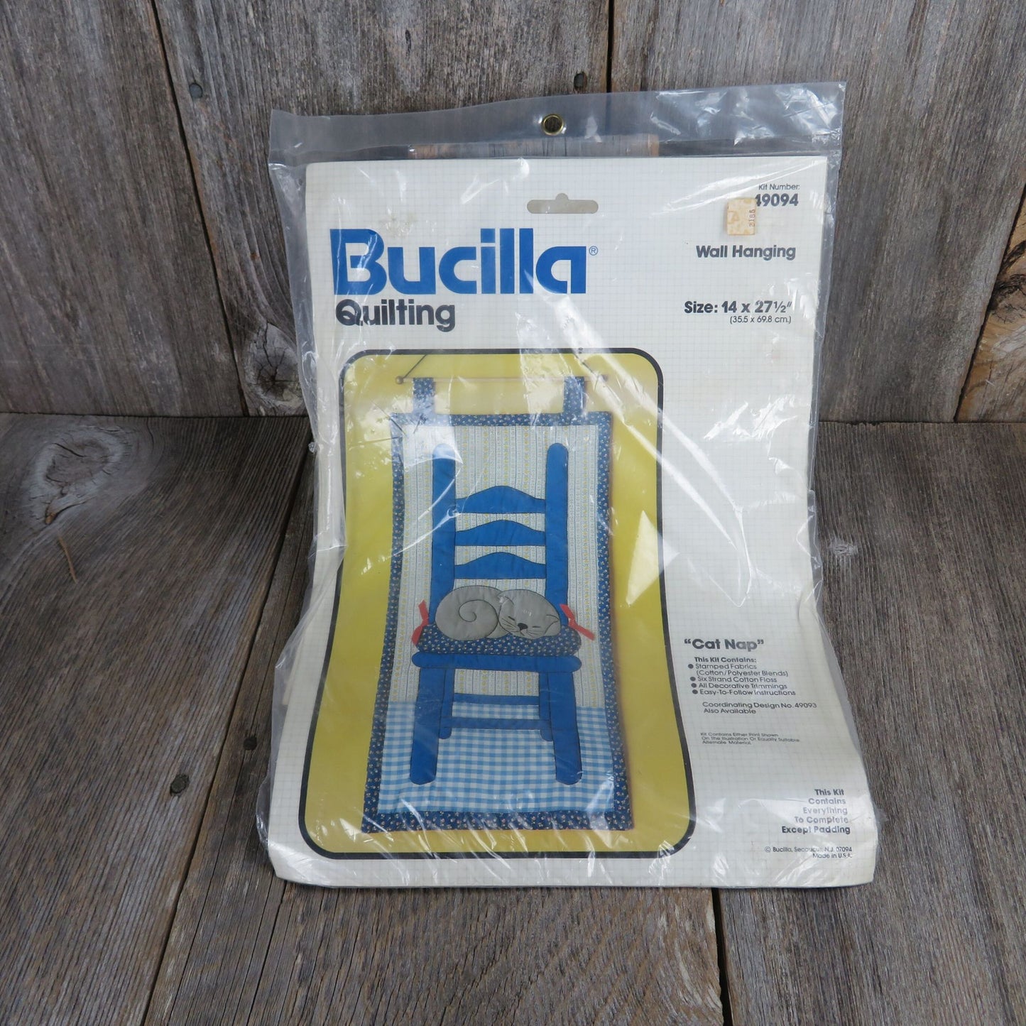 Quilted Wall Hanging Kit Cat Nap Bucilla Sewing Craft Kit Vintage 49094
