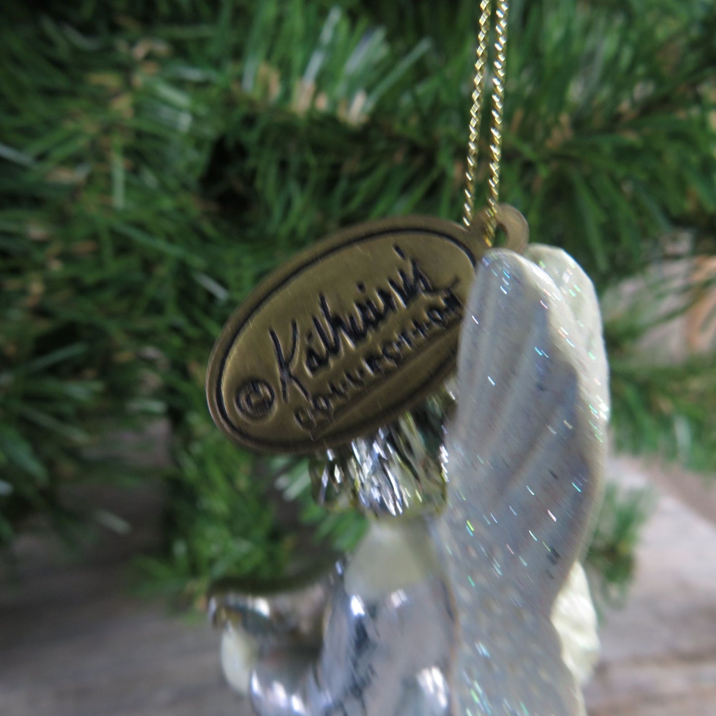 Angel with Harp Lightbulb Ornament Katherin's Collection Silver Gold Glitter Wings Christmas