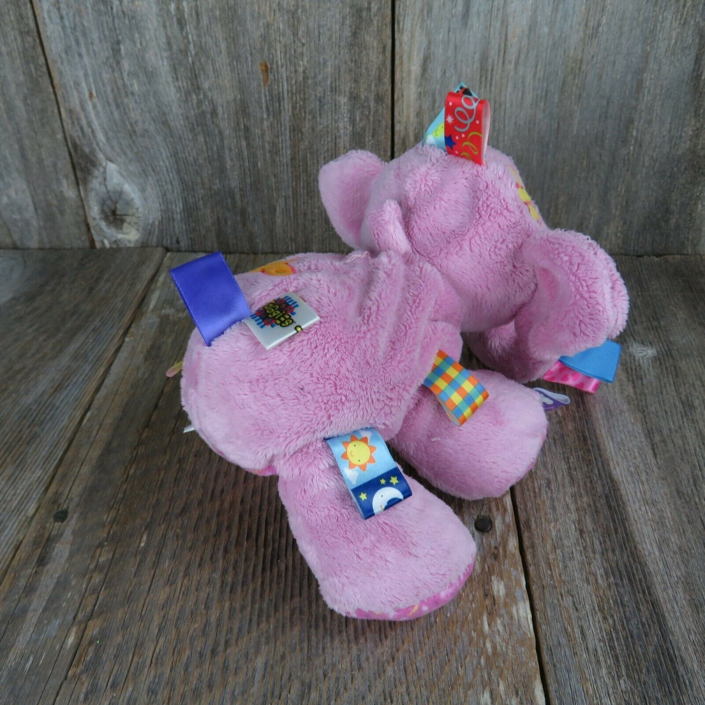 Pink Elephant Plush Tag N Play Taggies Baby Toy Lovey Tags Rattle Stuffed Animal