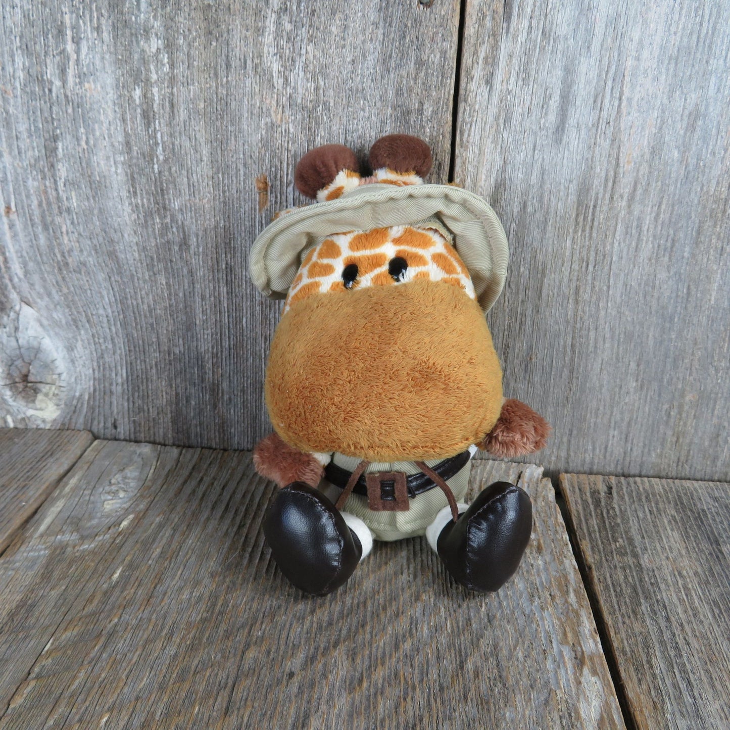 Big Head Giraffe in Safari Hat and Clothes Plush Beanie Weighted Bestever Toys Stuffed Animal
