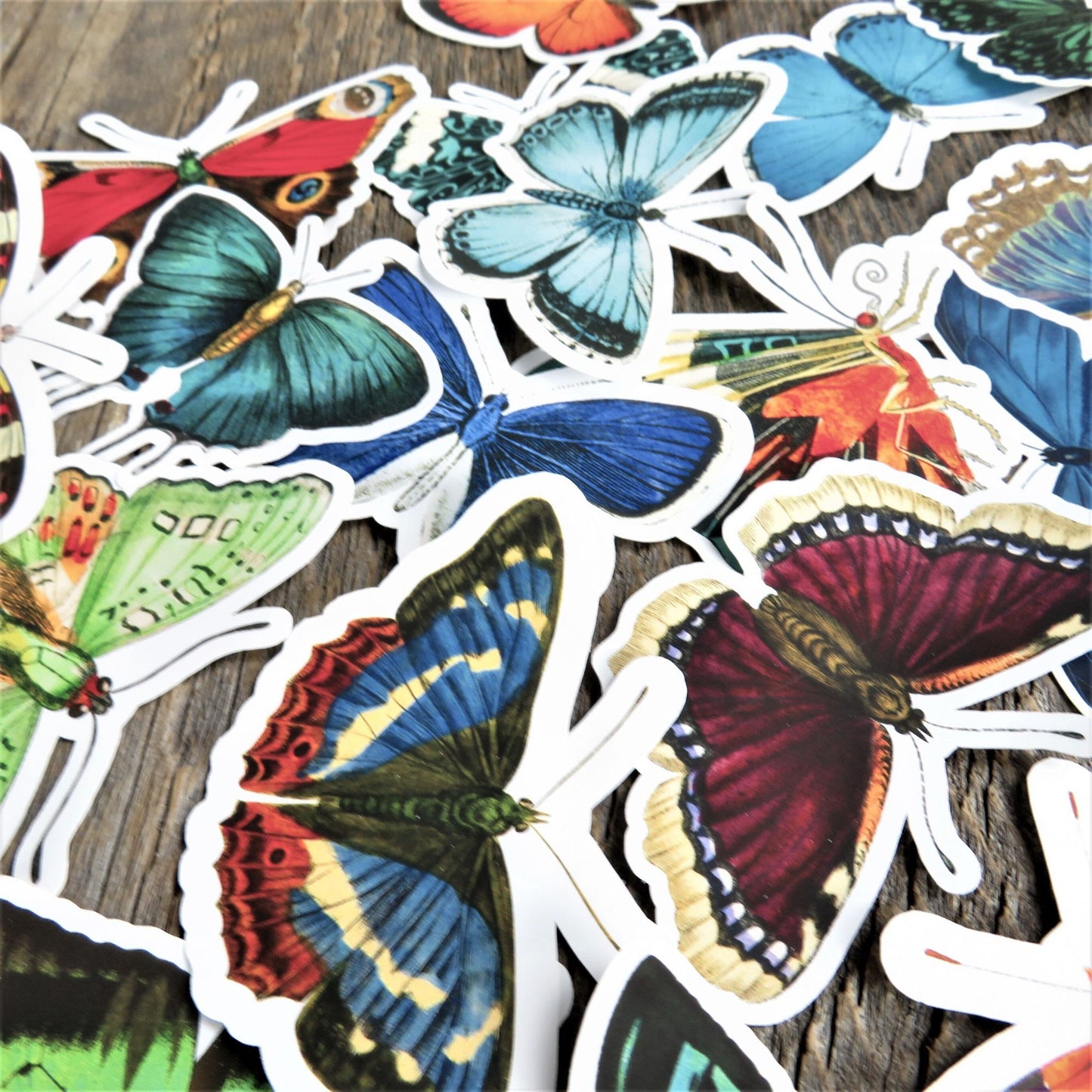 Butterfly and Moth Sticker Lot Large Vintage Style Set of 22 Multicolored Junk Journal Scrapbook Multimedia Mixed Art
