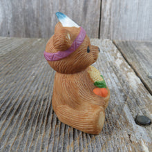 Load image into Gallery viewer, Vintage Native American Bear Harvest Basket Figurine Feather Thanksgiving Homco Fall Autumn Green 1413