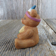 Load image into Gallery viewer, Vintage Native American Bear Harvest Basket Figurine Feather Thanksgiving Homco Fall Autumn Green 1413