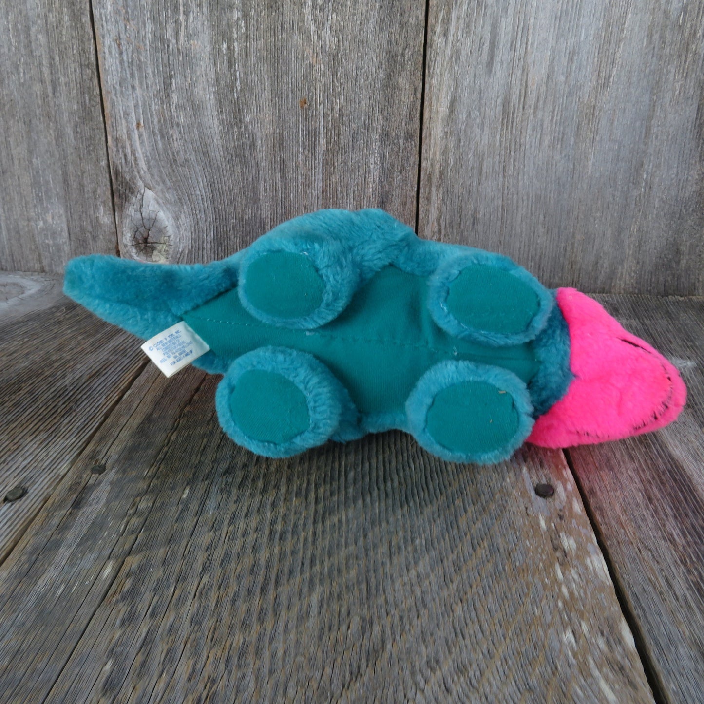 Vintage Dinosaur Plush Teal Green Pink Stegosaurus Cloud 9 Nine Fluorescent Spikes Blue