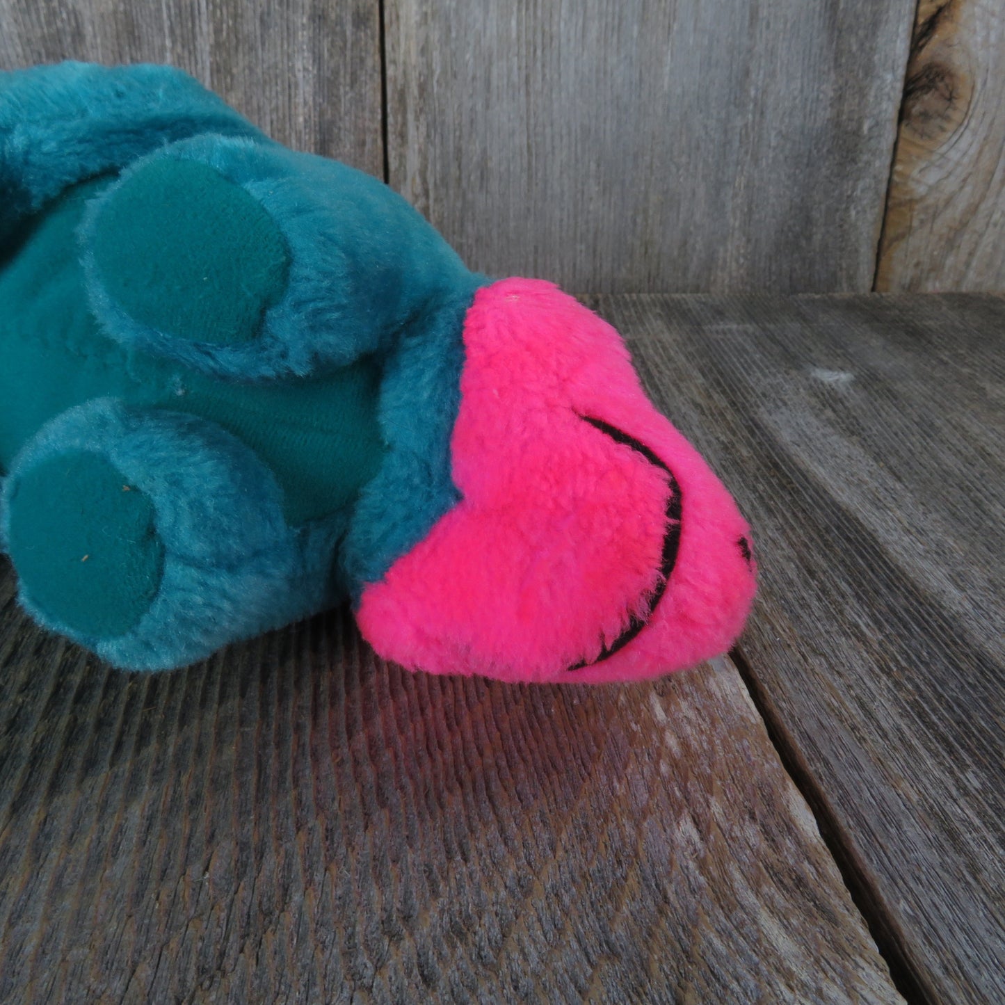 Vintage Dinosaur Plush Teal Green Pink Stegosaurus Cloud 9 Nine Fluorescent Spikes Blue