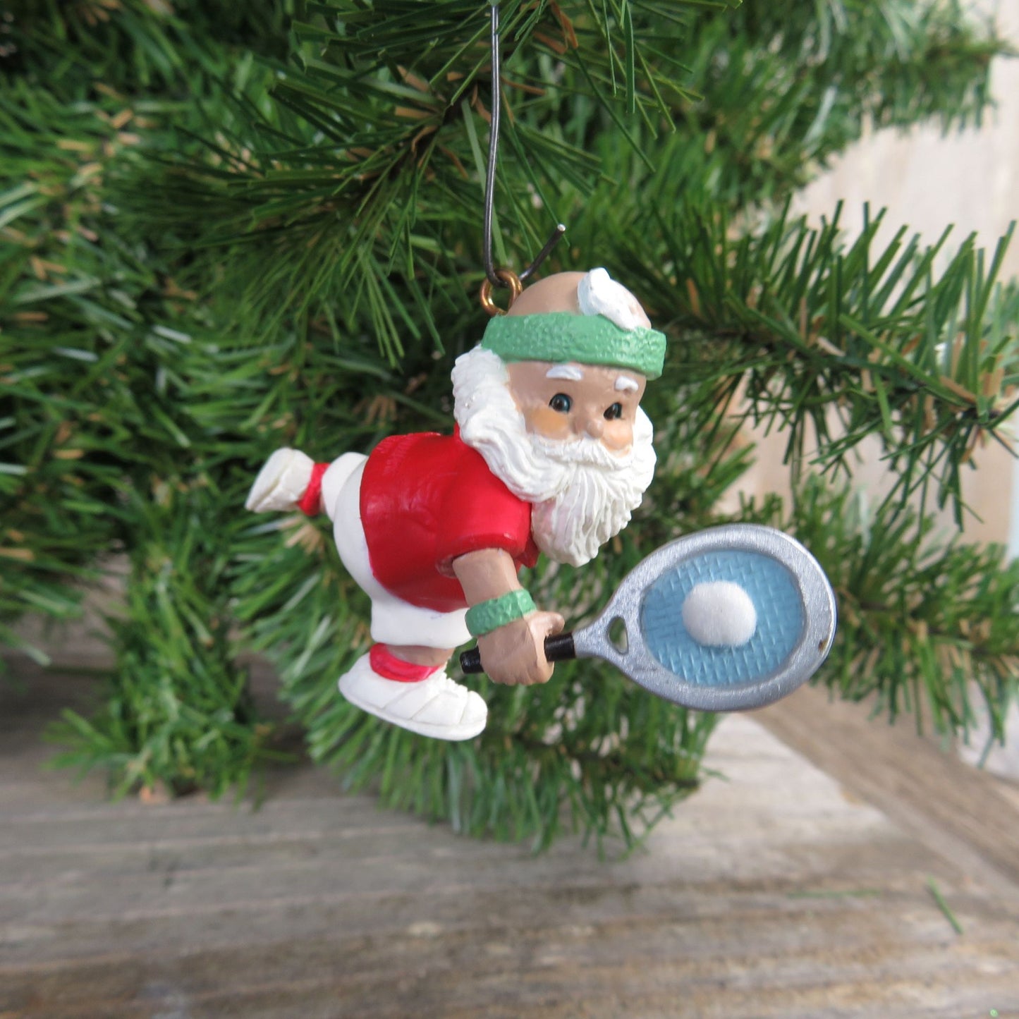 Santa Playing Tennis Ornament Hallmark Love Santa Racquetball Christmas 1988