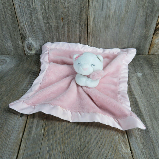 Carters Pink White Kitty Cat Plush Bow Plush Soft Security Blanket Lovey Toy Stuffed Animal