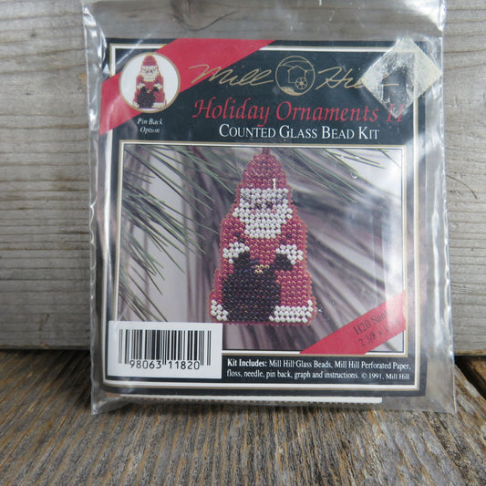 Santa Claus Beaded Ornament Counted Glass Bead Kit Mill Hill Cross Stitch Unused Christmas 1991
