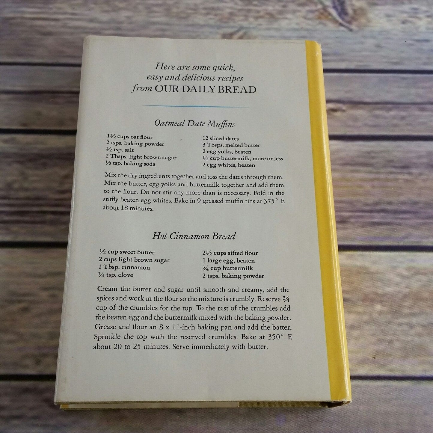 Vintage Cookbook Our Daily Bread Recipes 1970 Stella Standard Hardcover WITH Dust Jacket
