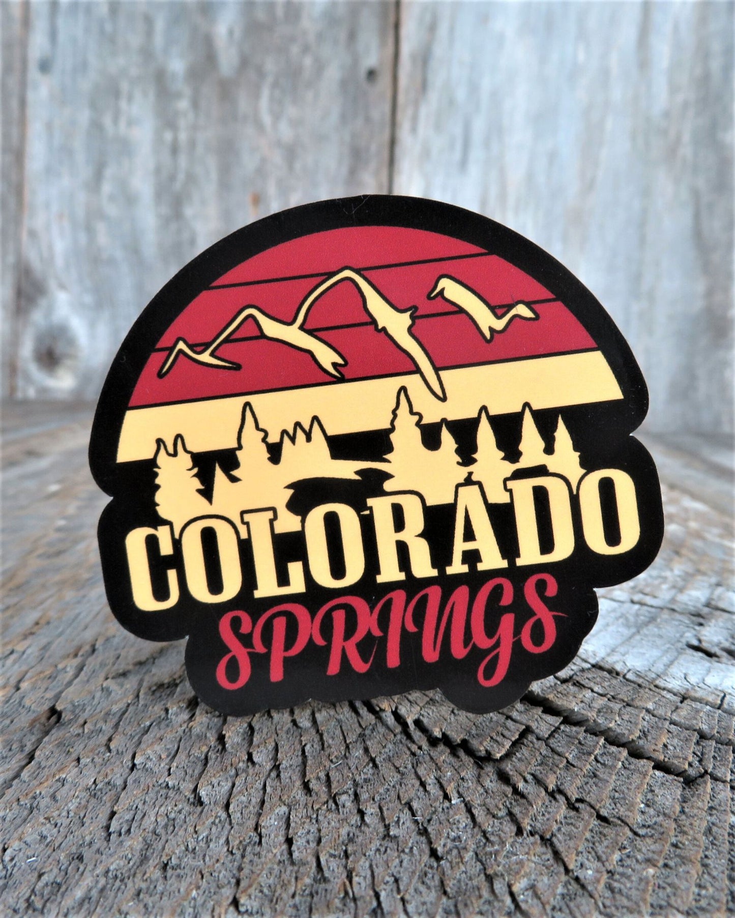 Colorado Springs Sticker Outdoors Red Yellow Color Waterproof Travel Souvenir Water Bottle Laptop