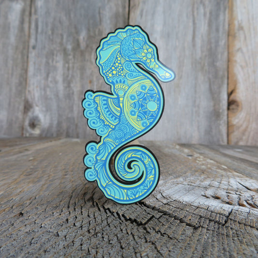 Seahorse Sticker Mandala Green Blue Waterproof Ocean Life Sticker Marine Animal Sticker