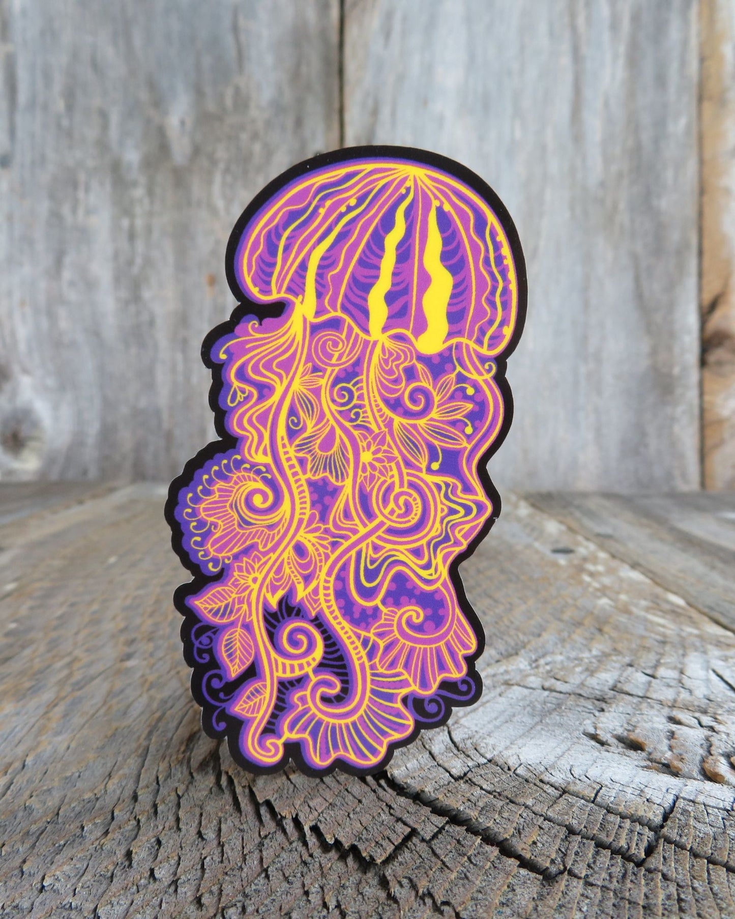 Jellyfish Sticker Bright Colors Pink Yellow Purple Waterproof Ocean Life Sticker Marine Fish Sticker