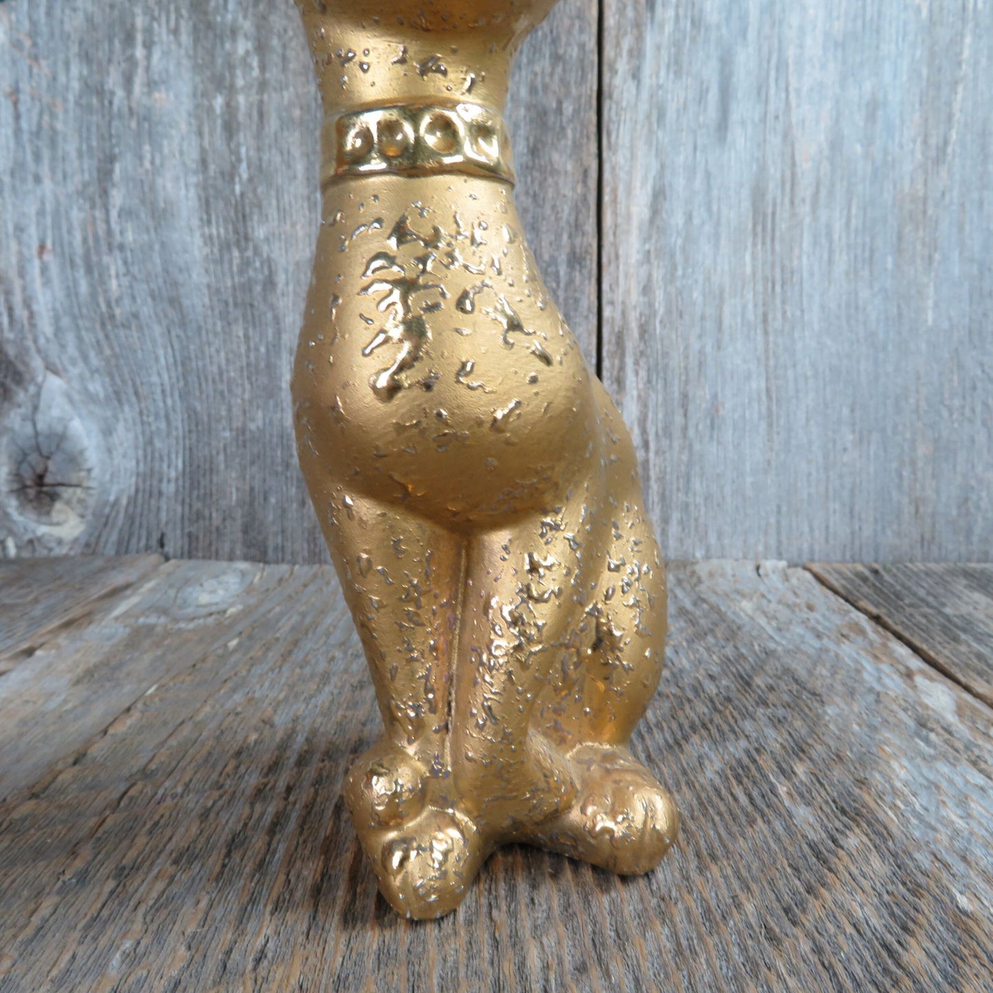 Chihuahua Figurine Gold Dog Textured Ceramic Tall Ears Google Eyes Vintage