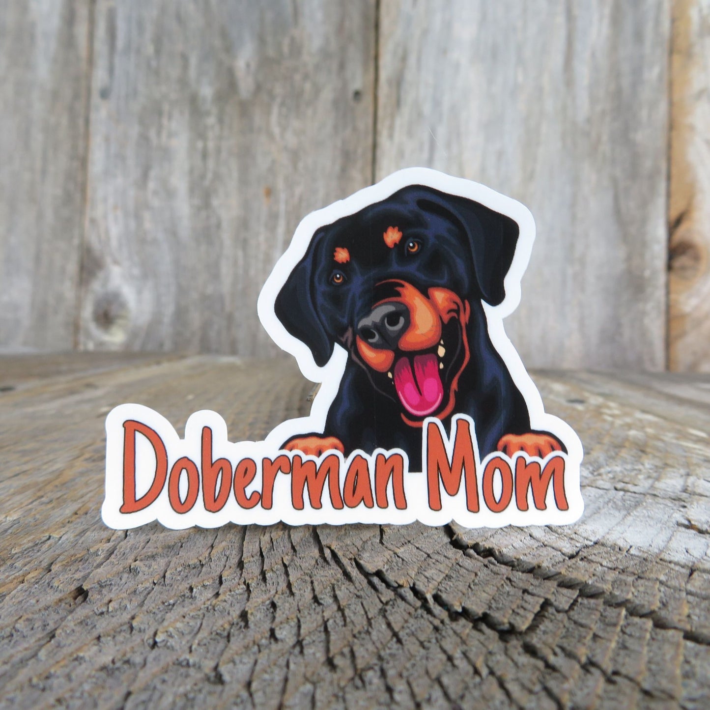 Doberman Mom Dog Sticker Peeking Puppy Full Color Waterproof Dog Lover Sticker Water Bottle Laptop