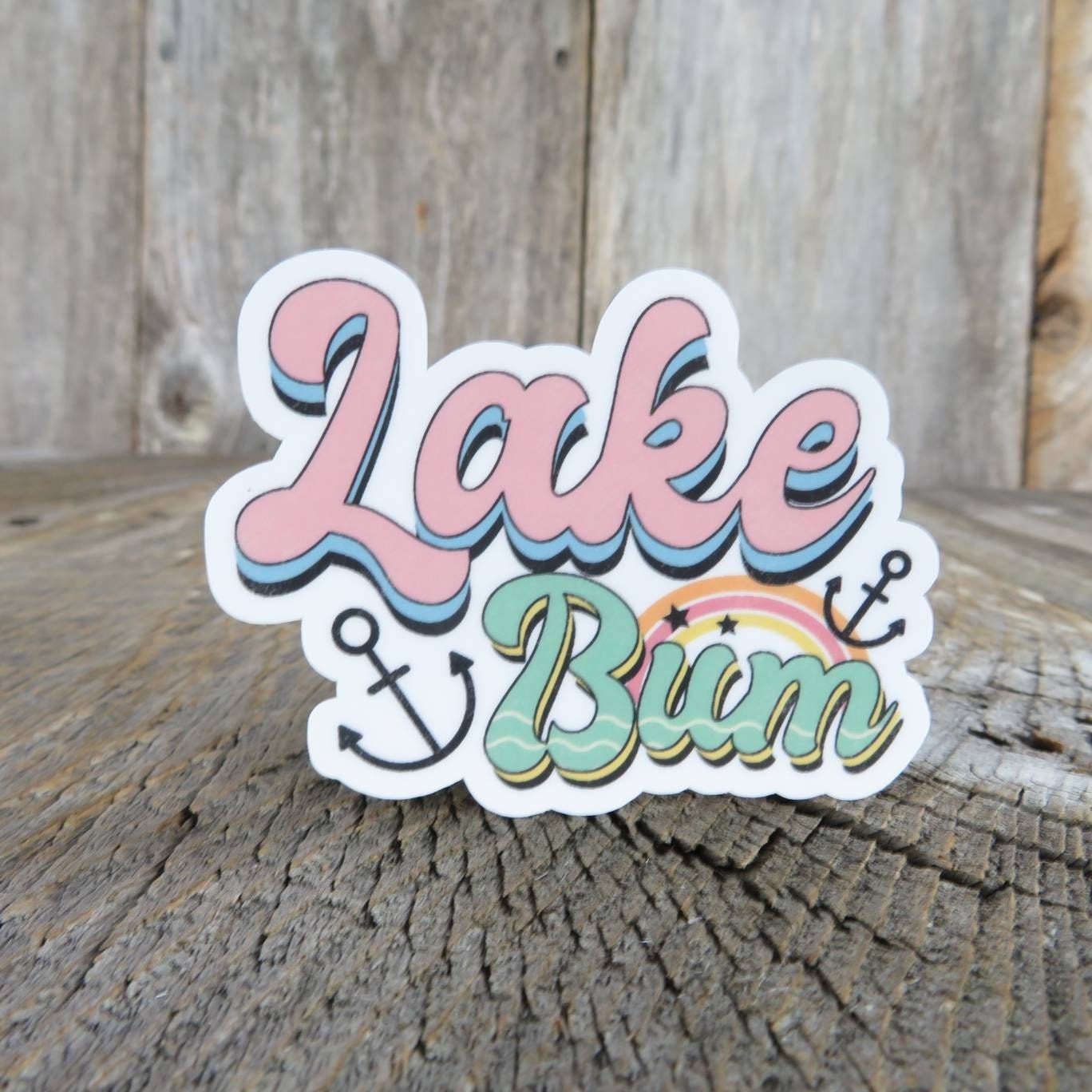 Lake Bum Sticker Lake Lover Camping Outdoors Retro Colors Waterproof