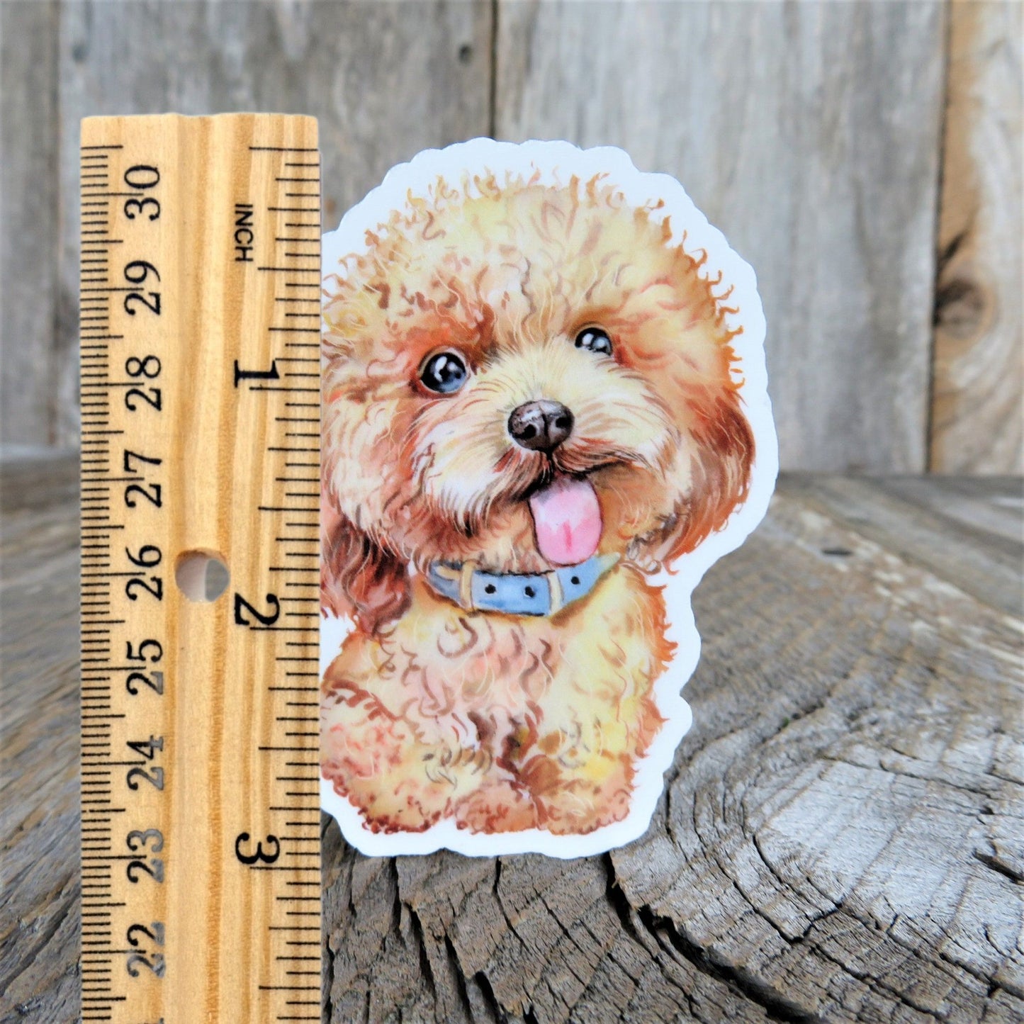 Goldendoodle Puppy Dog Sticker Decal Poodle Golden Retriever Tan Full Color Cartoon Waterproof Dog Lover Sticker for Car Water Bottle Laptop