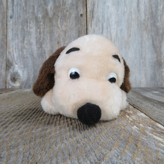 Vintage Drooper Dog Plush Cream Dakin  Beige Puppy Brown Ears Stuffed Animal 6 Inch 1973