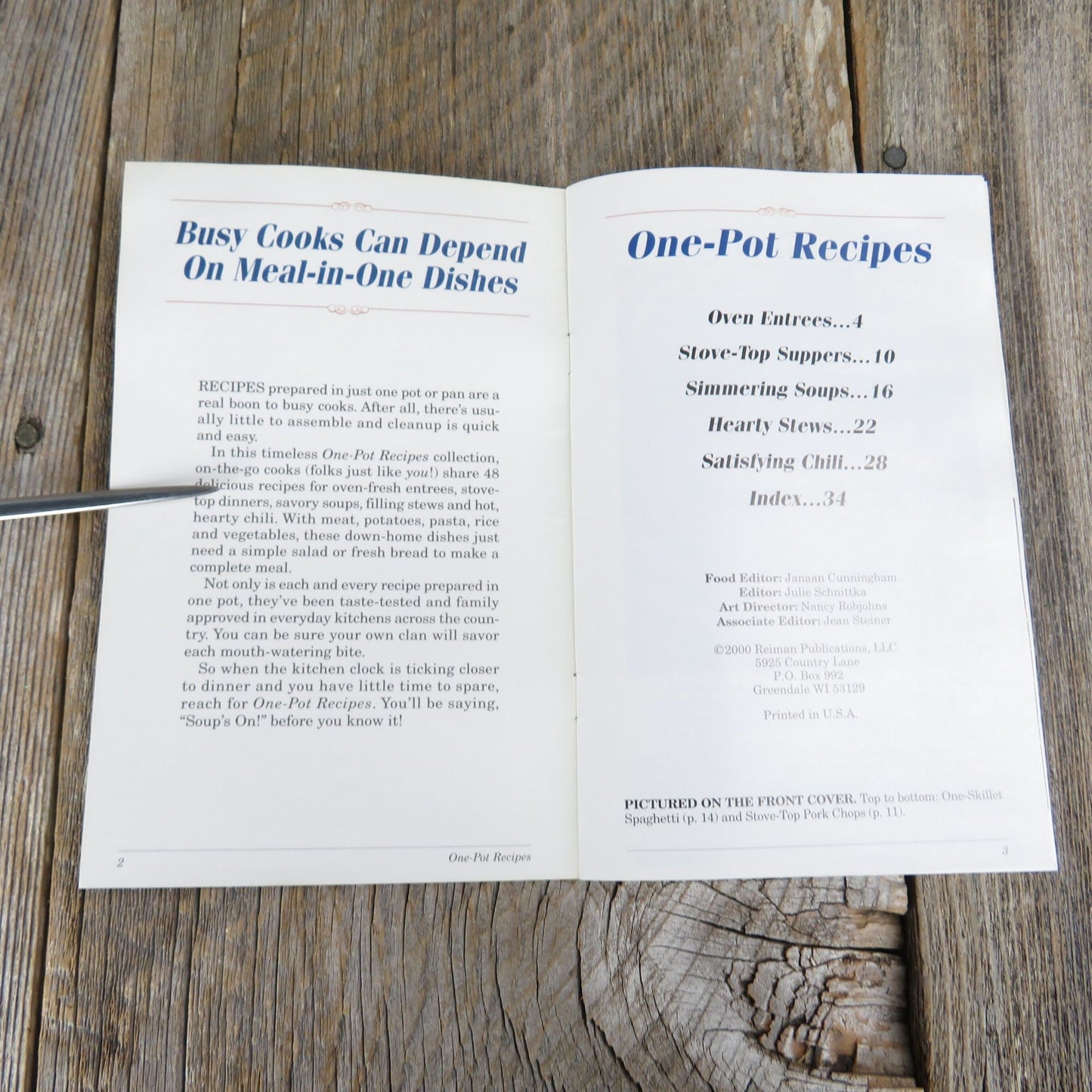 One Pot Recipes Cookbook Taste of Home 2000 Paperback Booklet Casseroles Janaan Cunningham Soups Stews