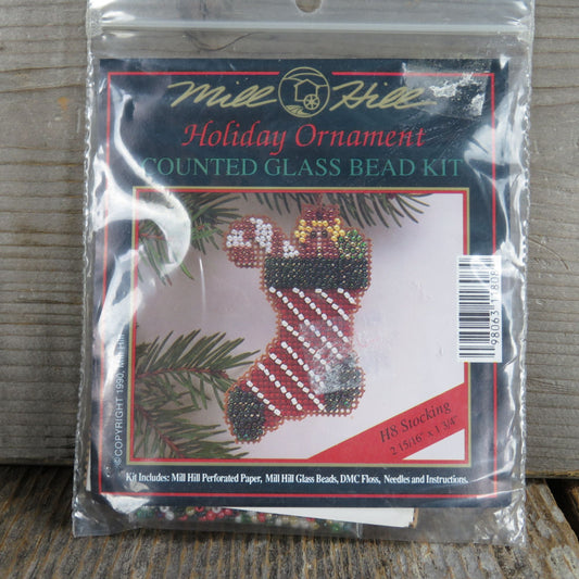 Stocking Ornament Counted Glass Bead Kit Mill Hill Cross Stitch Unused Christmas 1990