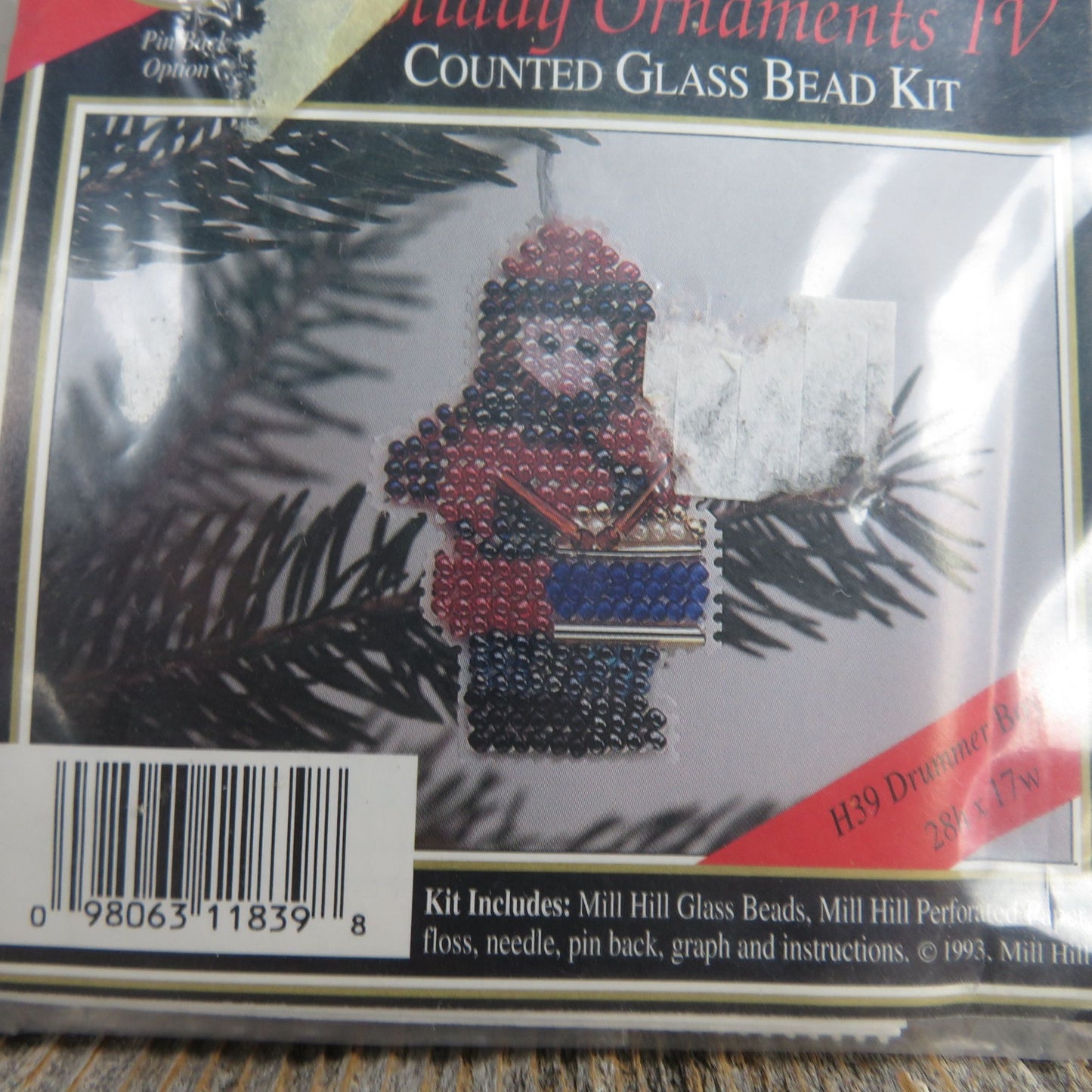 Drummer Boy Beaded Ornament Counted Glass Bead Kit Mill Hill Cross Stitch Unused Christmas 1993