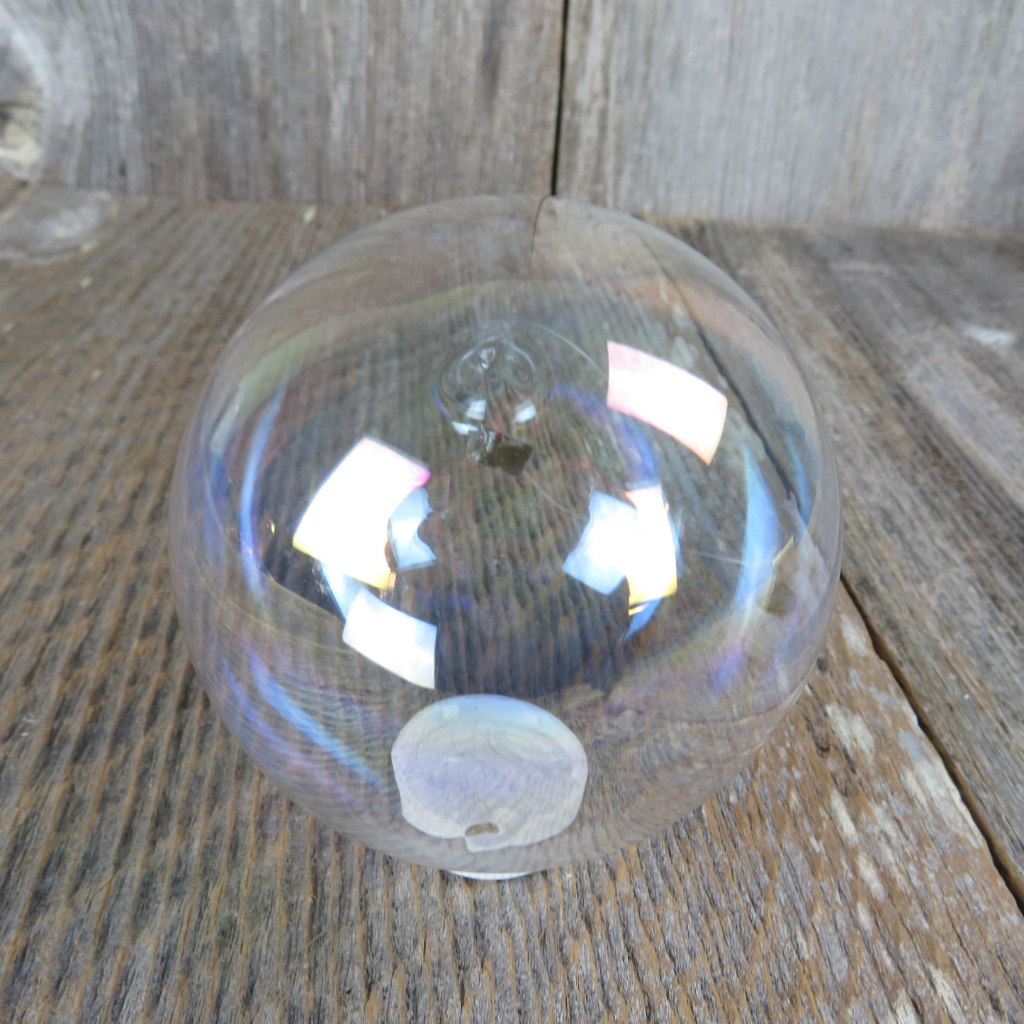 Vintage Blown Glass Ball Ornament Christmas Silvestri Clear Bubble Delicate Iridescent Taiwan