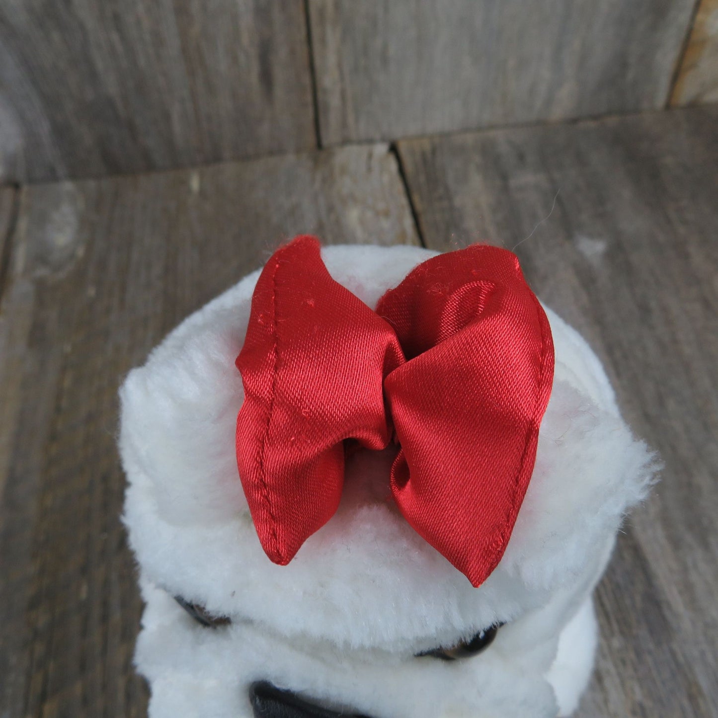 Vintage English Bulldog Dog Plush White Red Bow Stuffed Animal Puppy