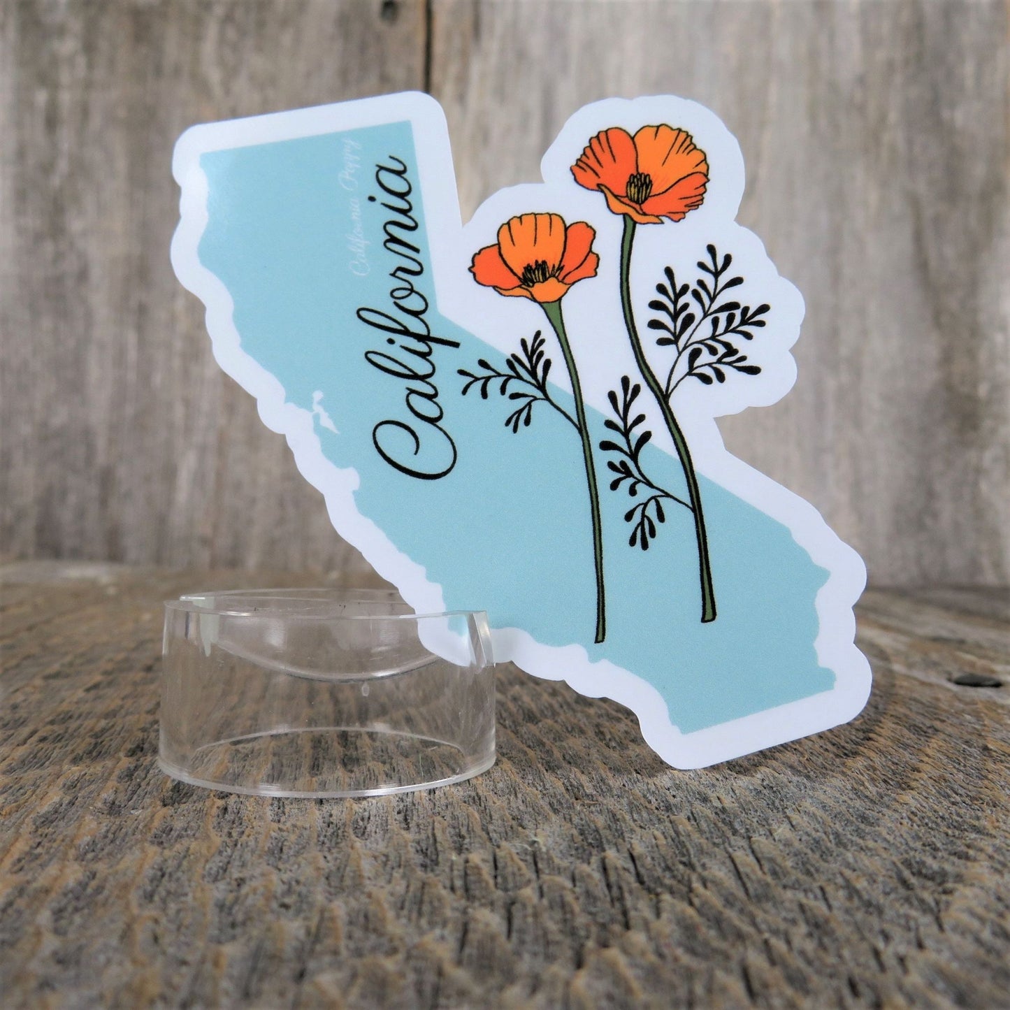 California State Shaped Sticker Poppy State Flower Waterproof Souvenir Home Pride Travel Water Bottle Laptop