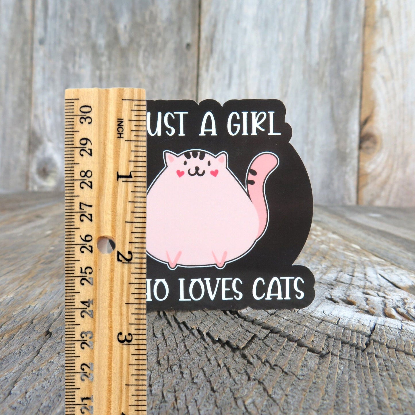 Just A Girl Who Loves Cats Sticker Funny Pink Kitten Full Color Waterproof Cat Lover Humor Sticker