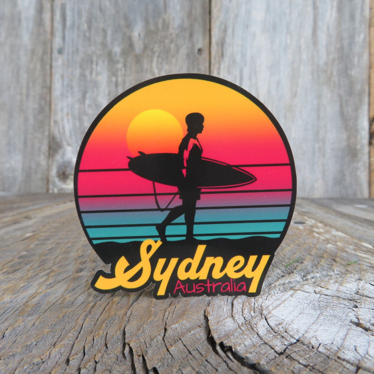 Surf Sydney Australia Sticker Surfing Retro Sunset Souvenir Travel Sticker