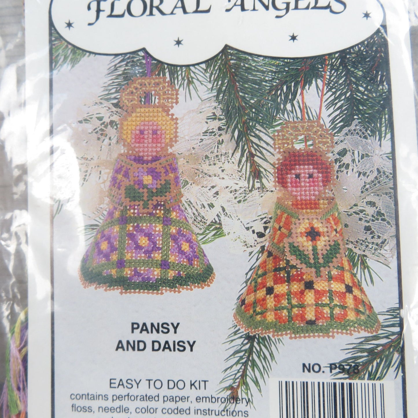 Cross Stitch Ornament Kit Christmas Floral Angels Pansy Daisy Willmaur Crafts