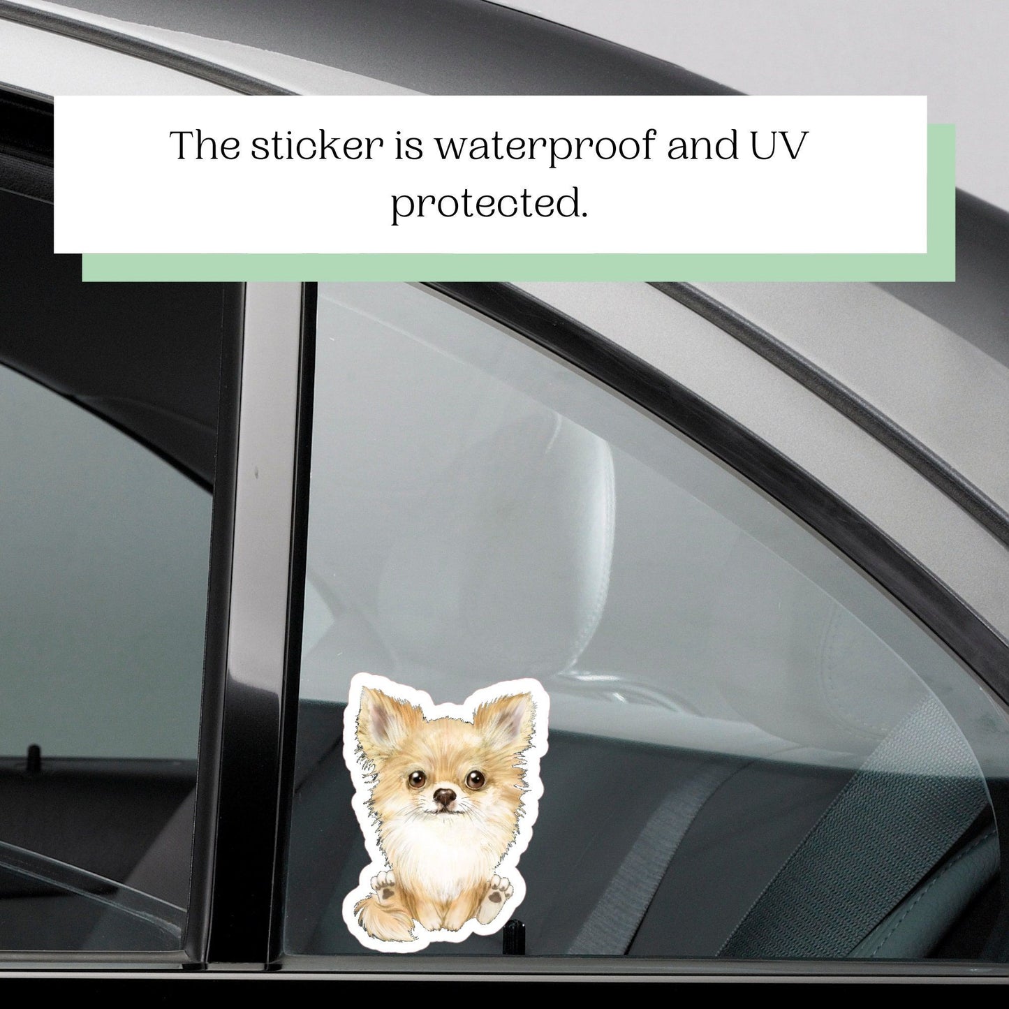 Pomeranian Puppy Dog Sticker Chihuahua Decal Long Haired Tan Full Color Cartoon Waterproof Dog Lover Sticker for Car Water Bottle Laptop