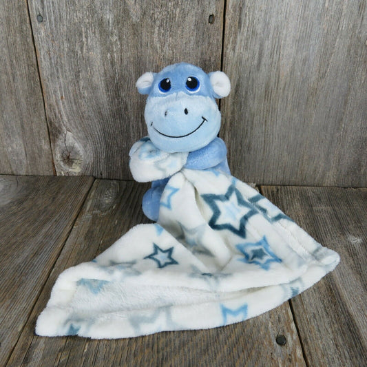 Blue Hippo Plush Lovey Security Blanket Stars Stuffed Animal Little Beginnings - At Grandma's Table