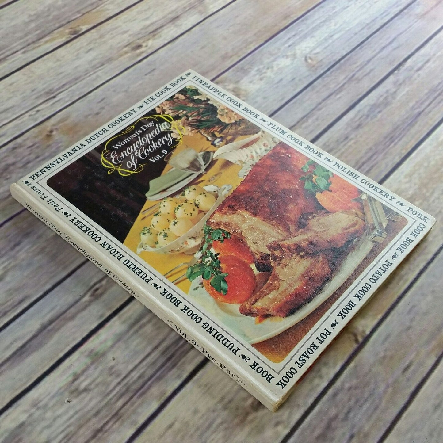 Vintage Cookbook Womans Day Encyclopedia of Cookery Vol 9 Pec - Pur Recipes 1966 Hardcover NO Dust Jacket Replacement