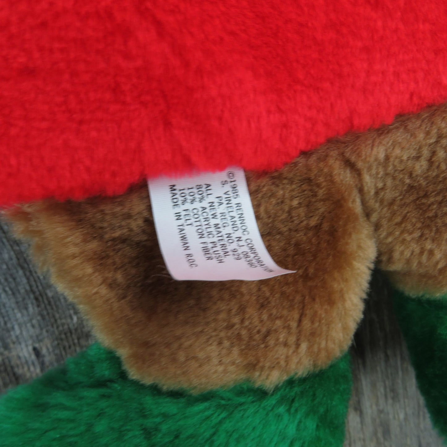 Vintage Teddy Bear Christmas Stocking Plush Bib Overalls Rennoc Stuffed 1985