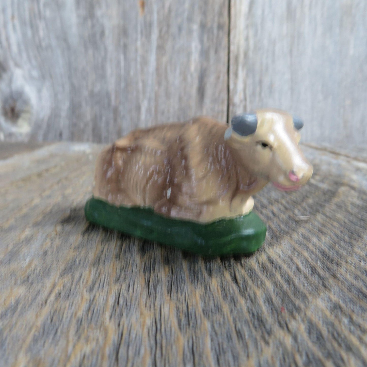 Vintage Cow Figurine Chalkware Nativity Christmas Laying Japan Replacement Figure