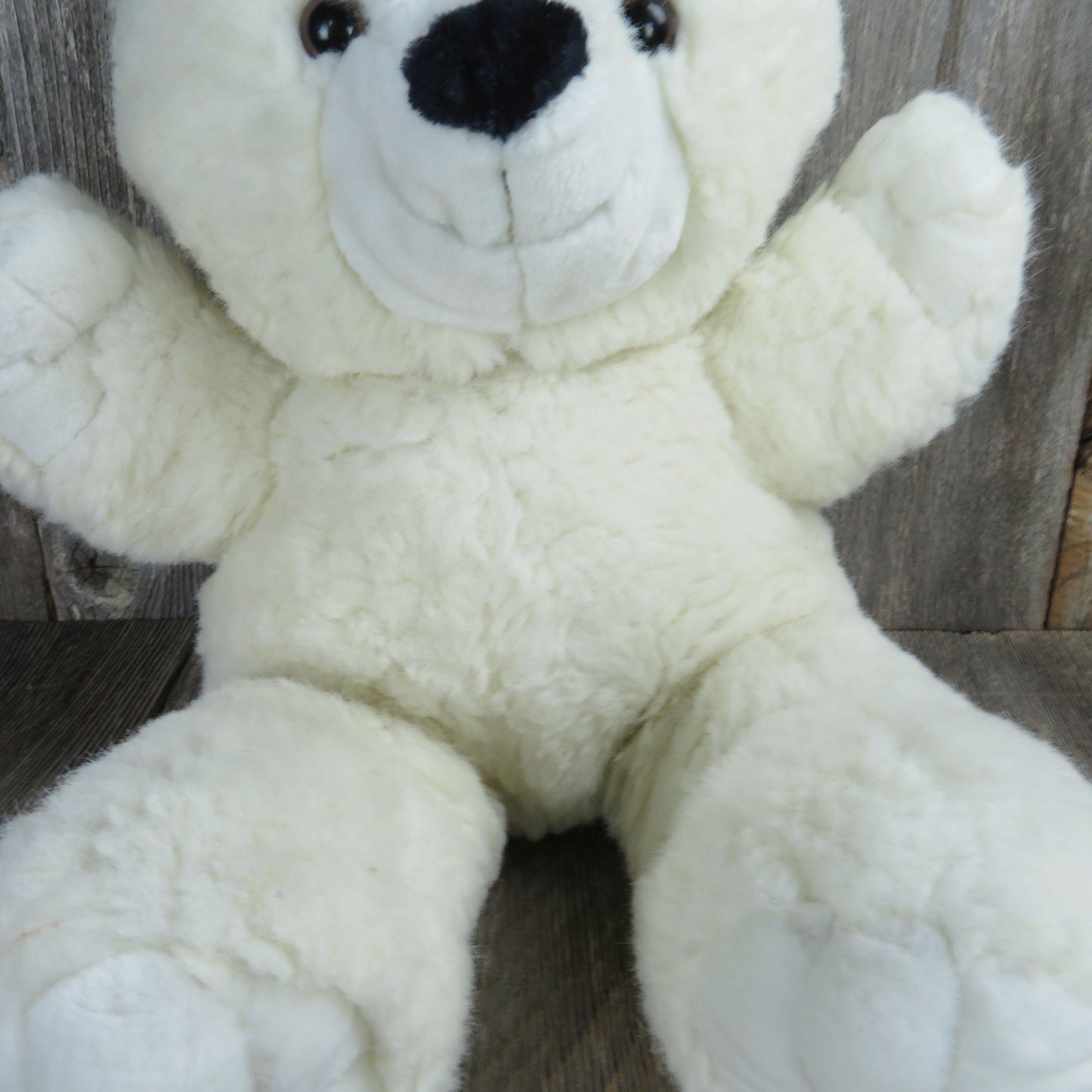 Vintage Teddy Bear Plush White Black Fuzzy Nose Stuffed Animal Chosun International