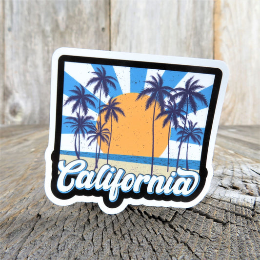 California Beach Sticker Summer Lovers Surfers Palm Trees Waterproof Travel Souvenir Water Bottle Laptop
