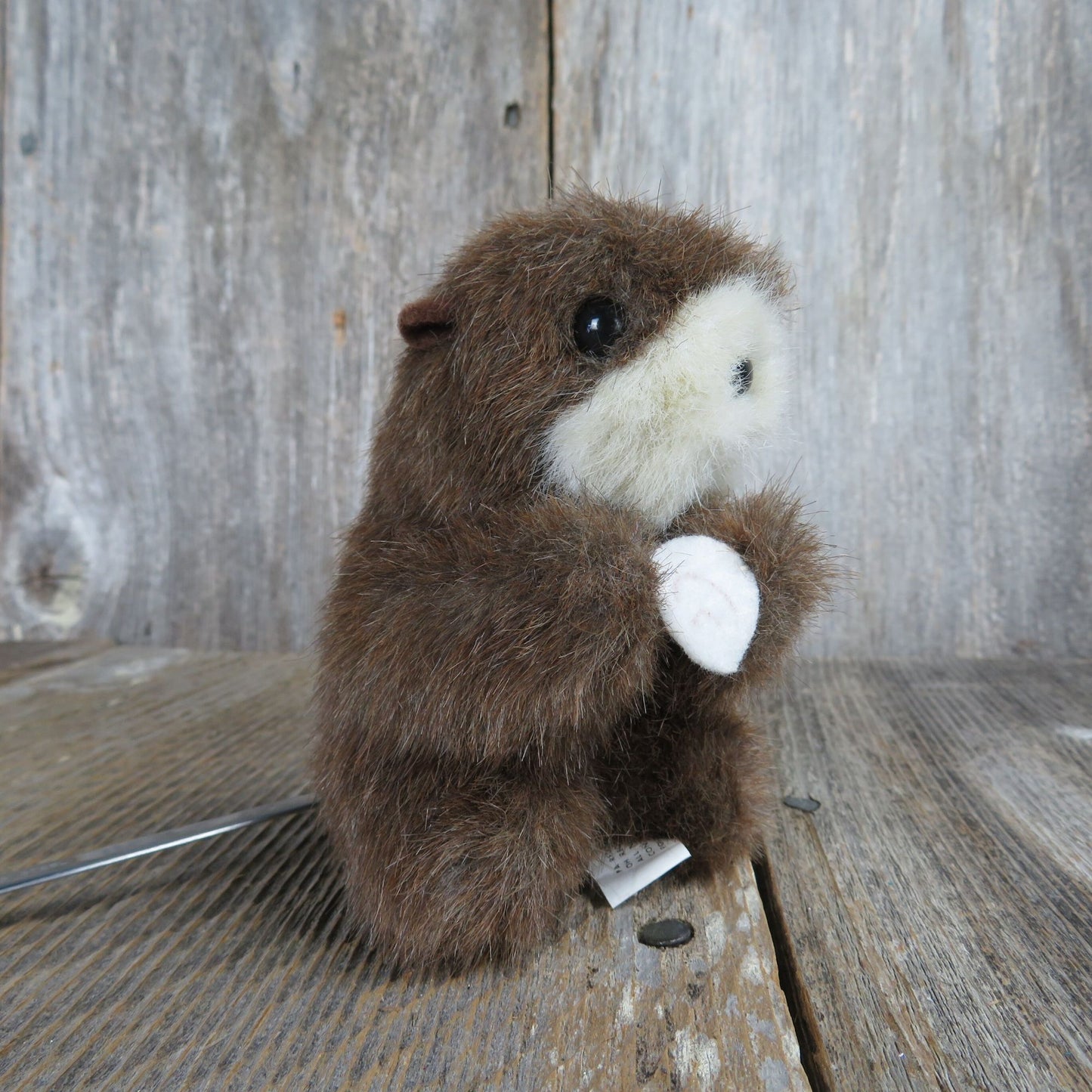 Vintage Otter with Shell Miniature Brown River Sea Stuffed Animal K & M International 1992