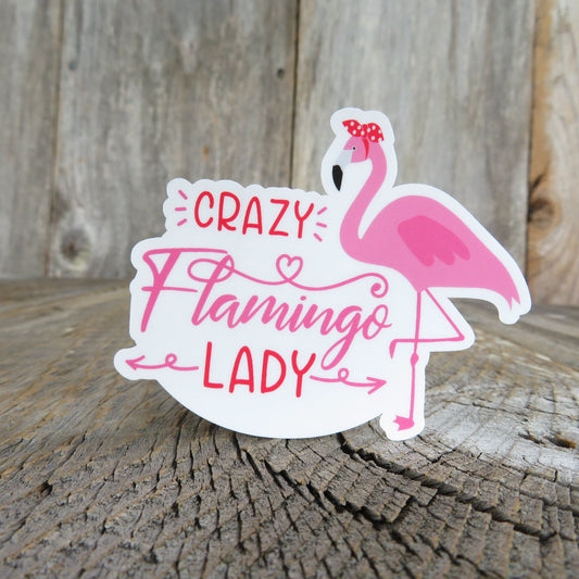 Crazy Flamingo Lady Sticker Full Color Waterproof Summer Funny Bird Lover Pink