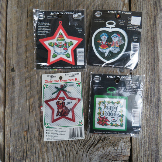 Counted Cross Stitch Ornament Kit Lot Christmas Santa Stitch n Frame Needle Magic Inc Lot A