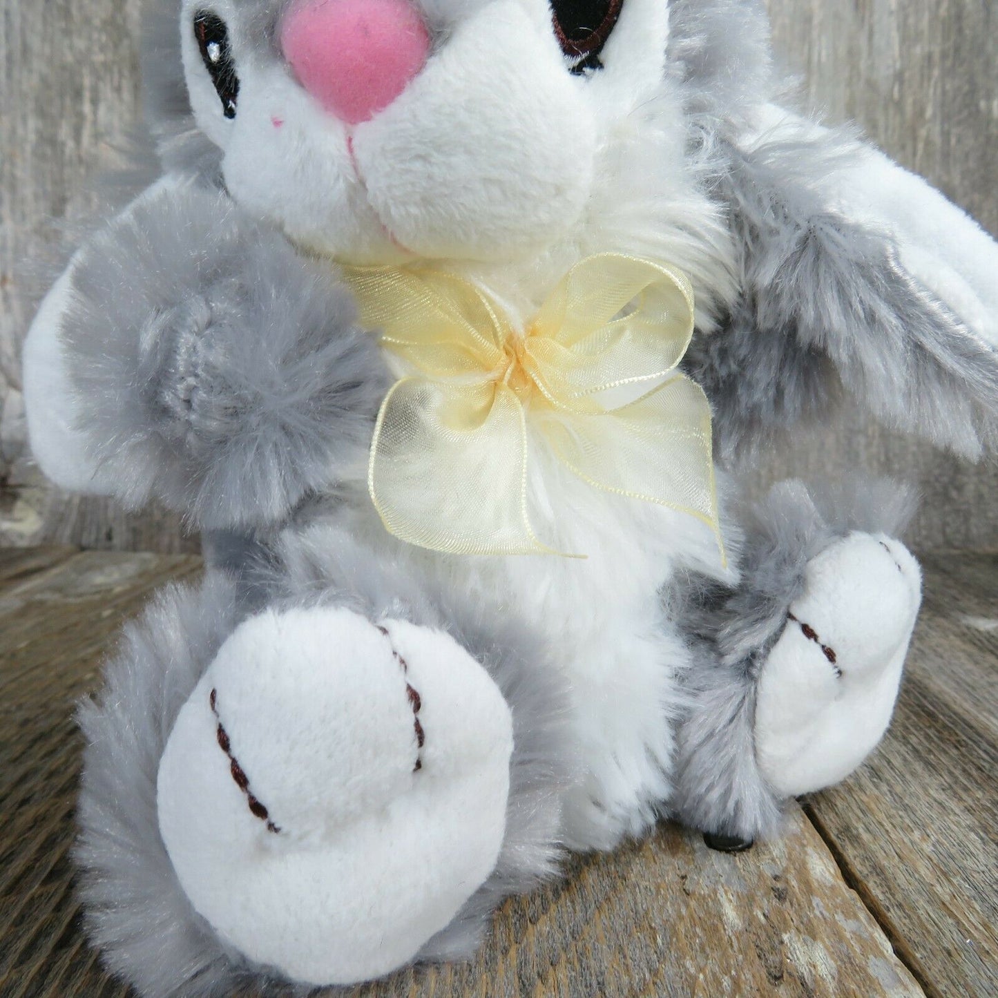 Gray Bunny Rabbit Plush Pink Nose Dan Dee Stuffed Animal Soft Easter Grey 2014