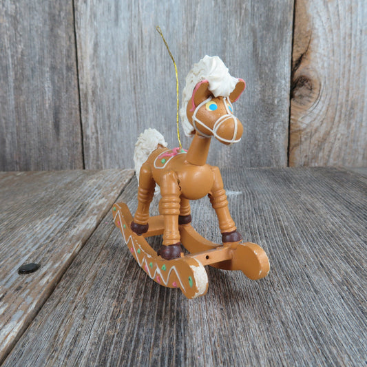 Vintage Wooden Rocking Horse Pony Ornament Wood Christmas Gingerbread Type Decorations
