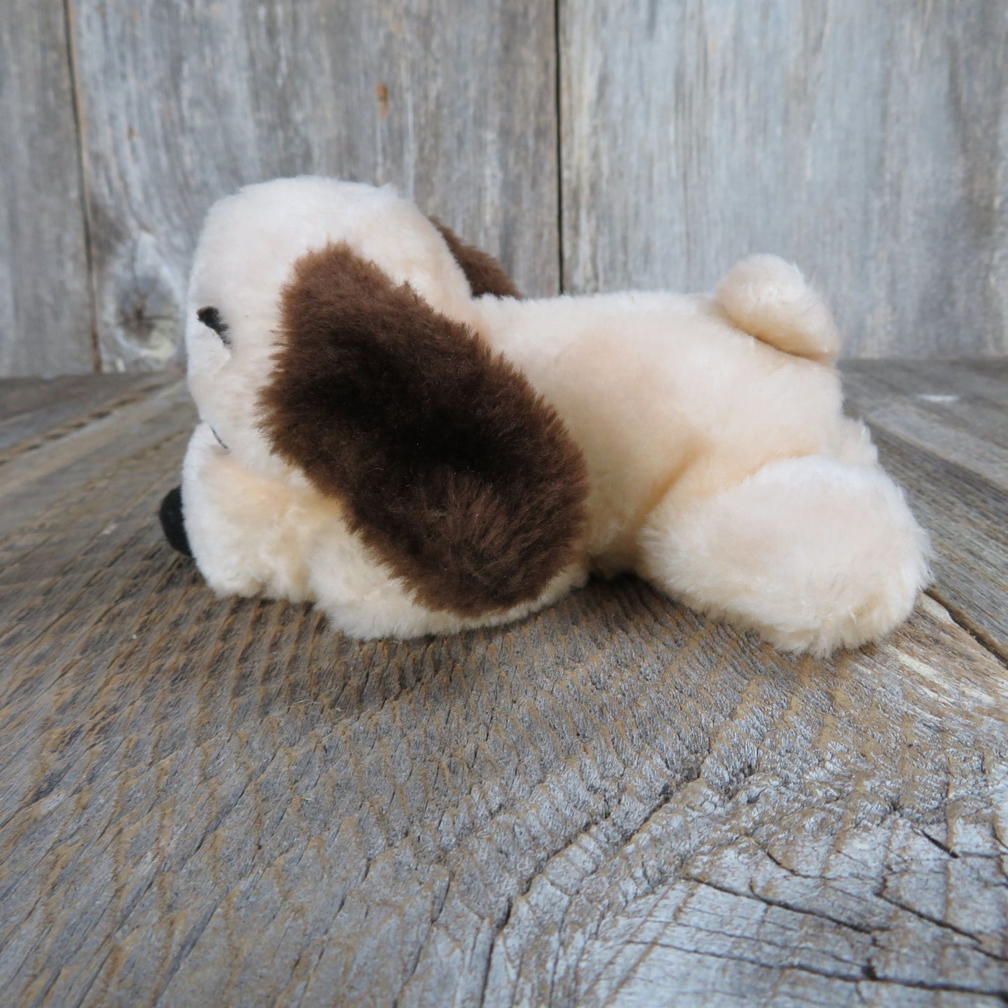 Vintage Drooper Dog Plush Cream Dakin  Beige Puppy Brown Ears Stuffed Animal 6 Inch 1973