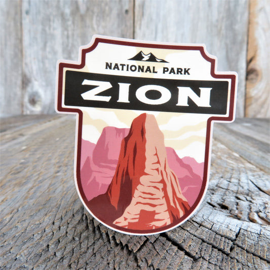 Zion National Park Sticker Utah Shield Shaped Full Color Waterproof Travel Souvenir Water Bottle Laptop