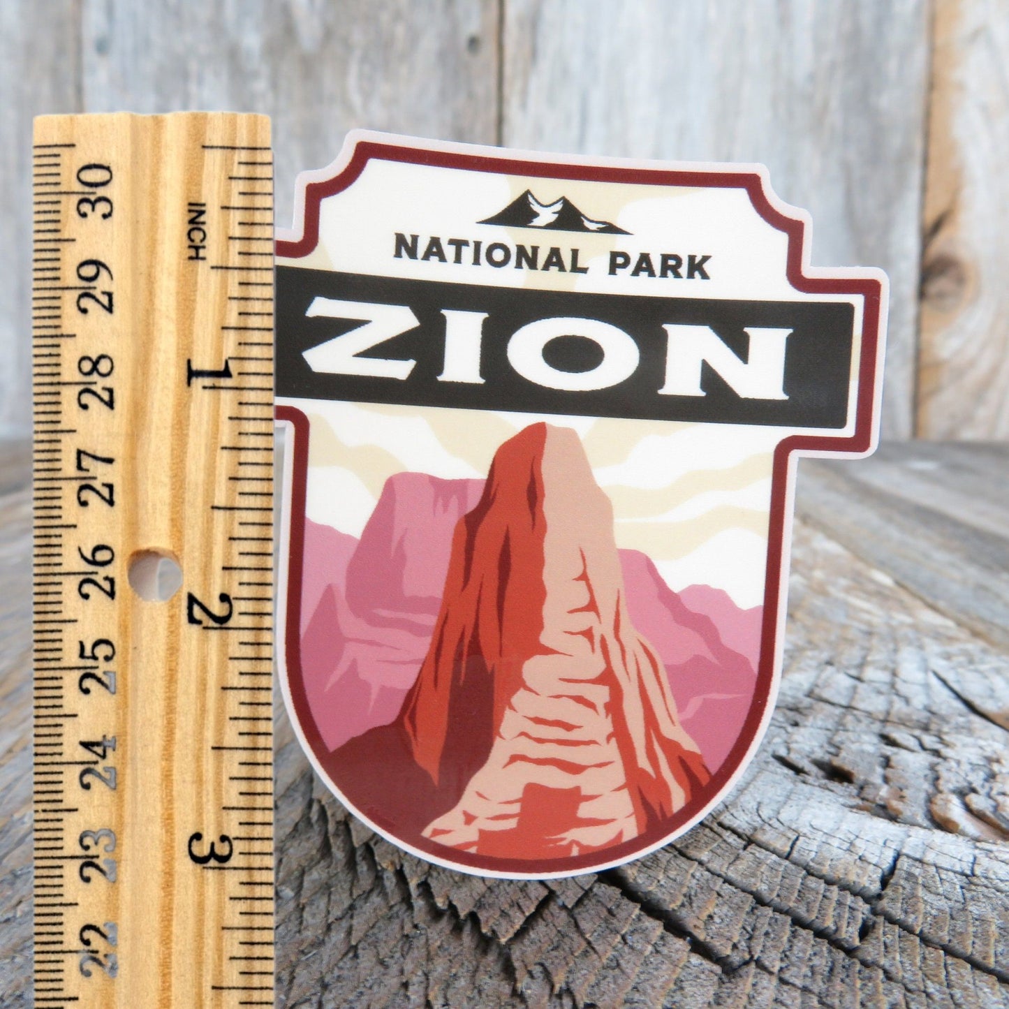 Zion National Park Sticker Utah Shield Shaped Full Color Waterproof Travel Souvenir Water Bottle Laptop