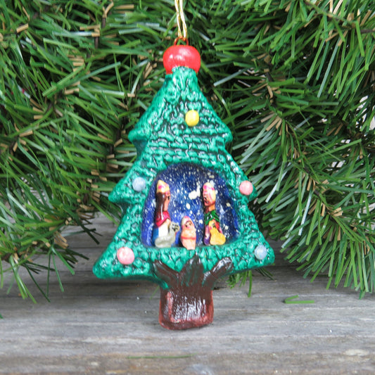 Nativity Story Ornament Tree Shaped Pottery Ethnic Style Jesus Mary Joseph Christian Christmas