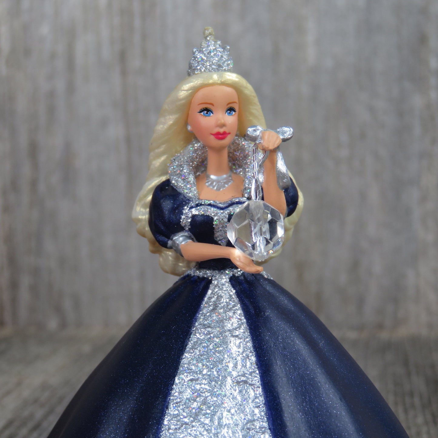 Vintage Barbie Millennium Princess Ornament Blonde Hallmark 1999 Blue Silver Dress