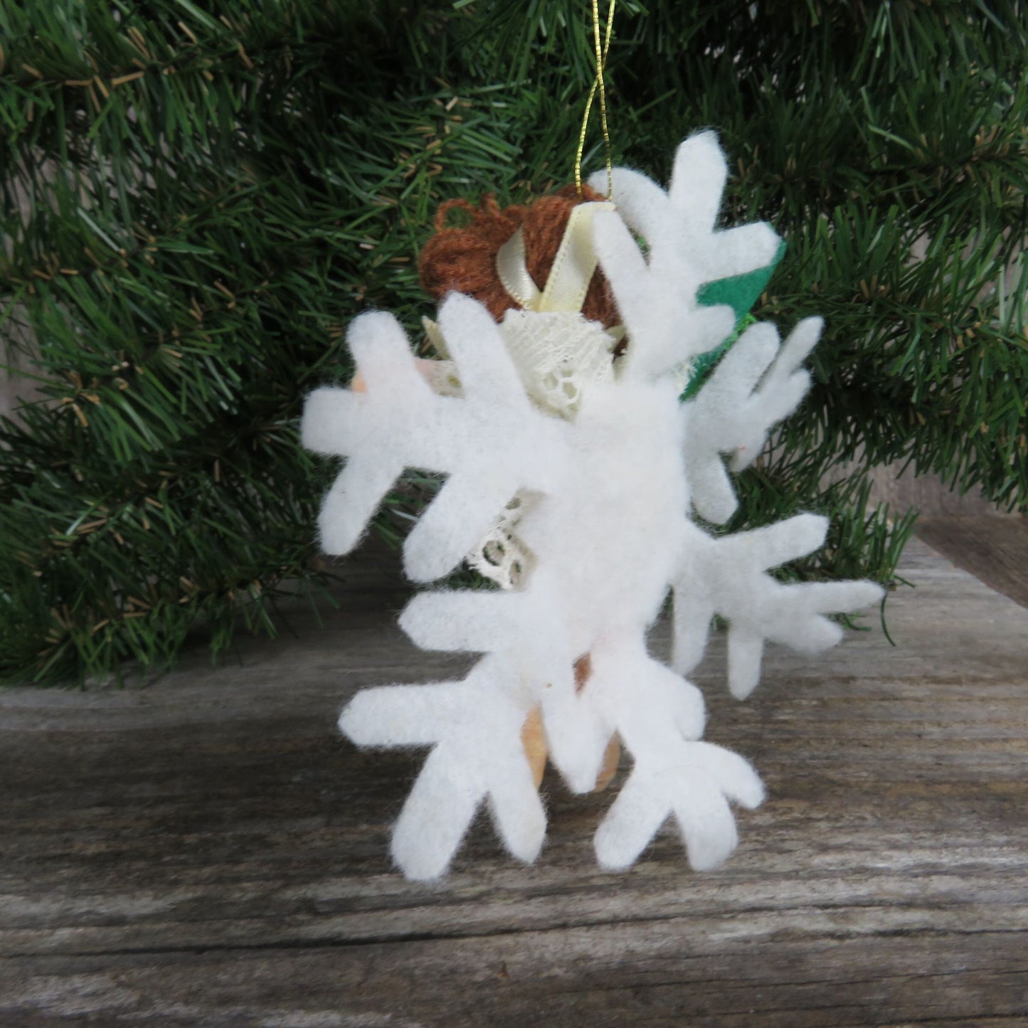 Fabric Christmas Angel Fairy Ornament Felt Snowflake Doll Lace Tree