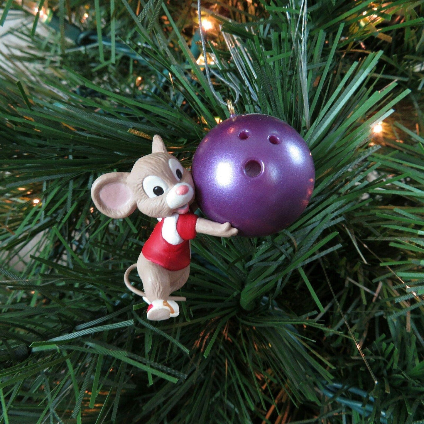Vintage Mouse Bowling Ornament Hallmark Bowl Em Over League Christmas 1996 Keepsake
