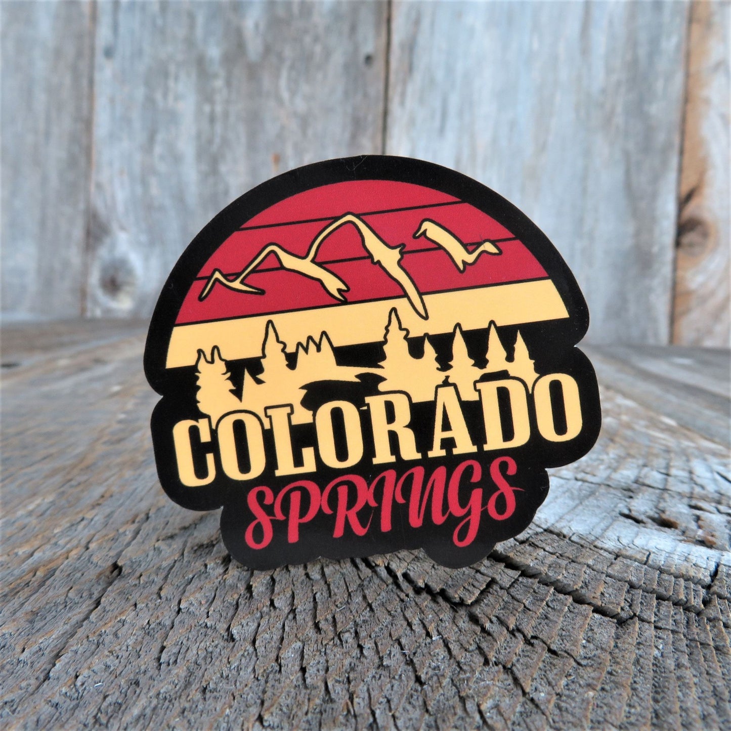 Colorado Springs Sticker Outdoors Red Yellow Color Waterproof Travel Souvenir Water Bottle Laptop